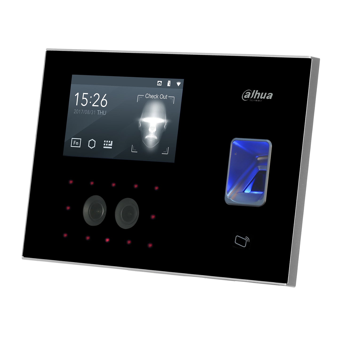 Dahua Biometric Access Control Device with Time & Attendance, Face, Fingerprint, Proximity Reader, Passcode or combination 4.3" touch screen. 12Vdc 2A input