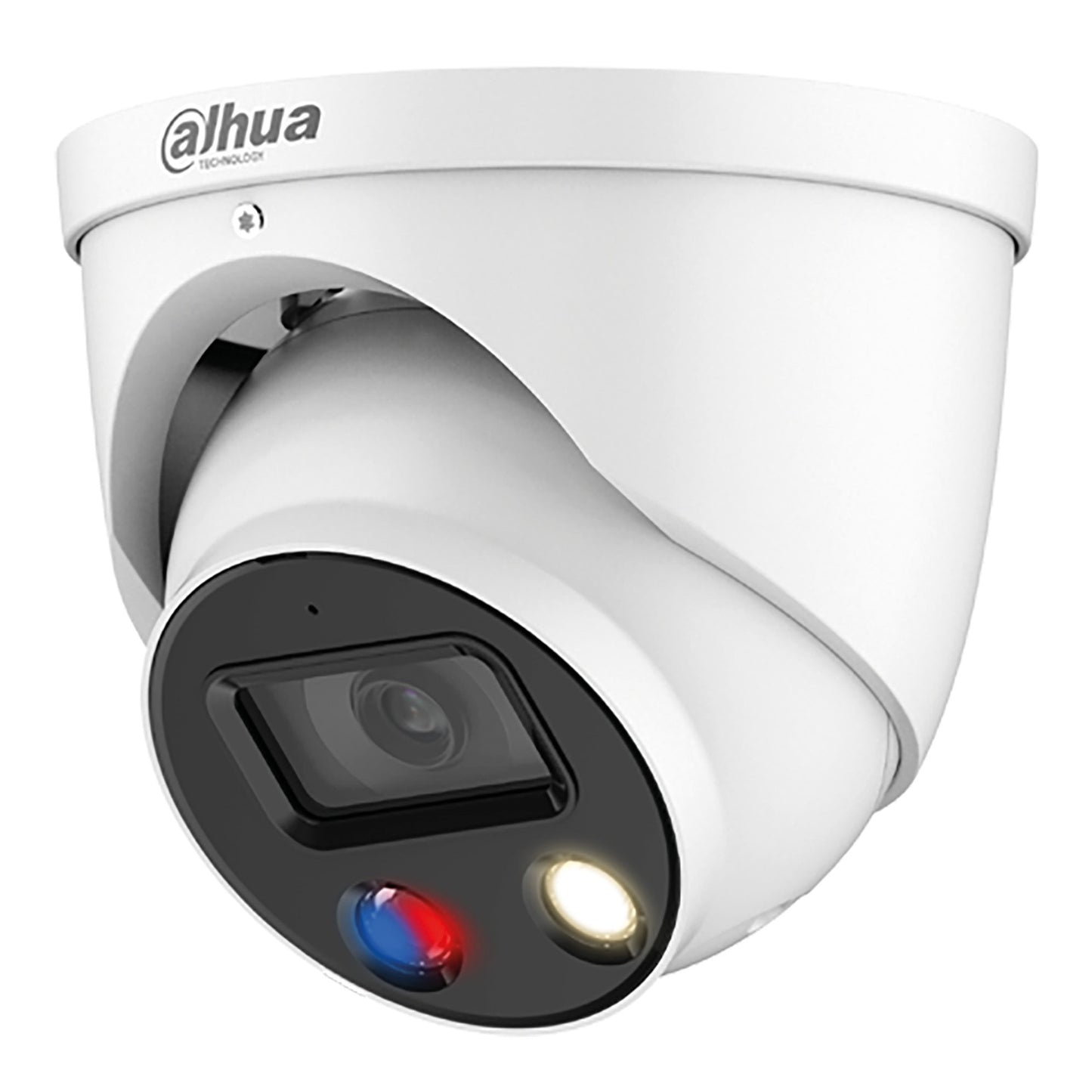Dahua WizSense 5MP TiOC 2.0 H.265+ 'Active-Deterrent' Turret Camera, SMD Plus, Starlight, WDR, Smart Dual Illuminator (IR/White Light), Red and Blue Flashing Alarm LEDs, Integrated Speaker, Alarm In/Out, Audio In/Out, Mic, SD Card, 3.6mm lens, PoE, 12Vdc