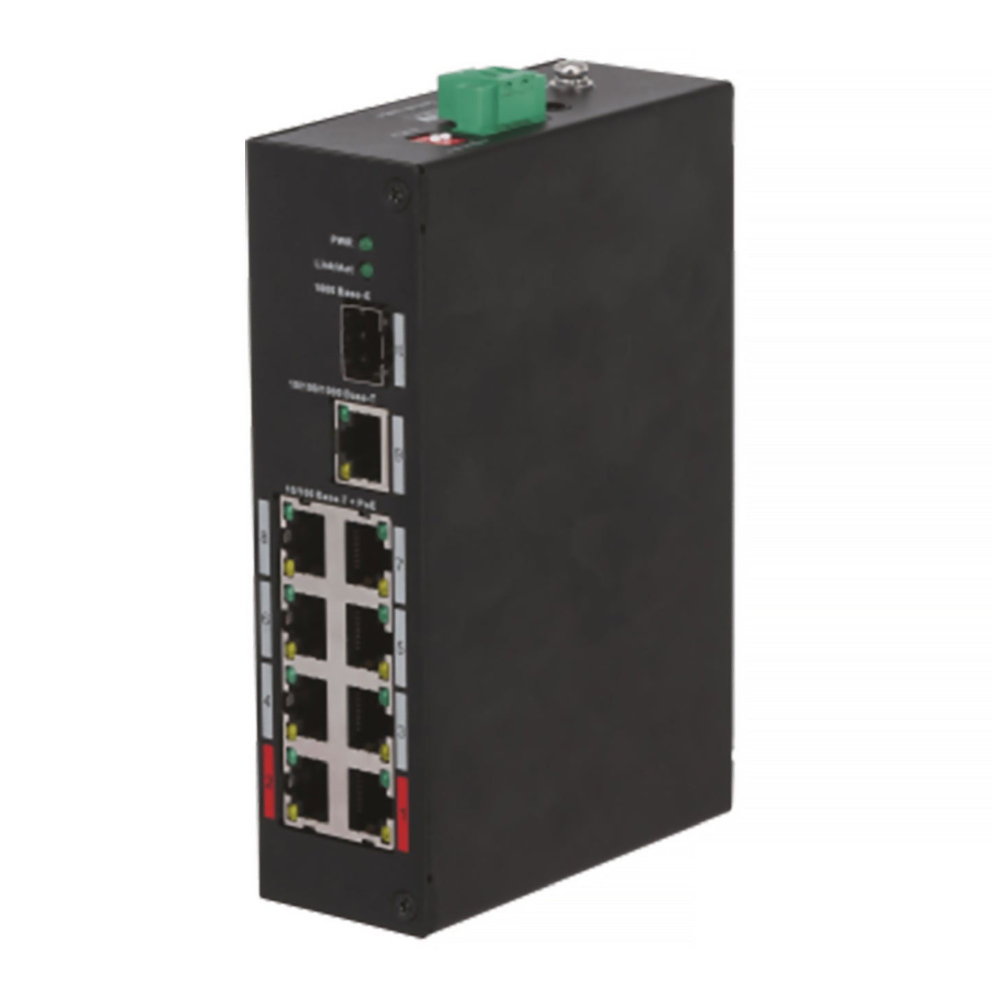Dahua Layer Two Hardened 8 Port PoE+ Switch (1 x 802.3bt 90W), Max 96W, 1 x Gigabit Uplink Port, 1 x SFP Uplink Port, PoE Watchdog, 53Vdc PSU