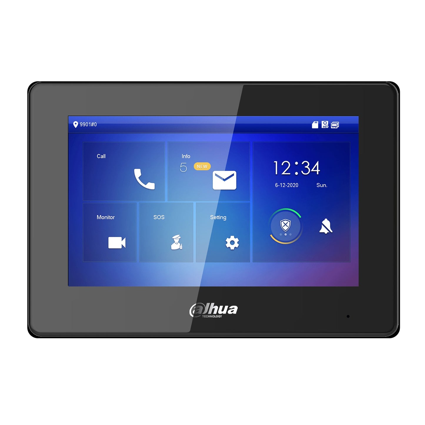Dahua 7" Video Monitor, Touch Screen, 2 Wire Digital Communication Support, IP Camera Support, 12Vdc or PoE, Black