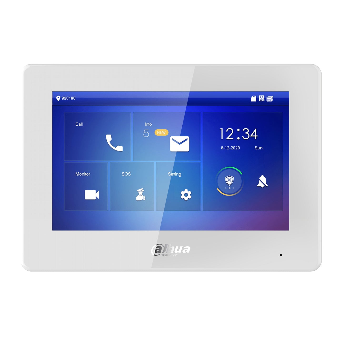 Dahua 7" Video Monitor, Touch Screen, 2 Wire Digital Communication Support, IP Camera Support, 12Vdc or PoE, White