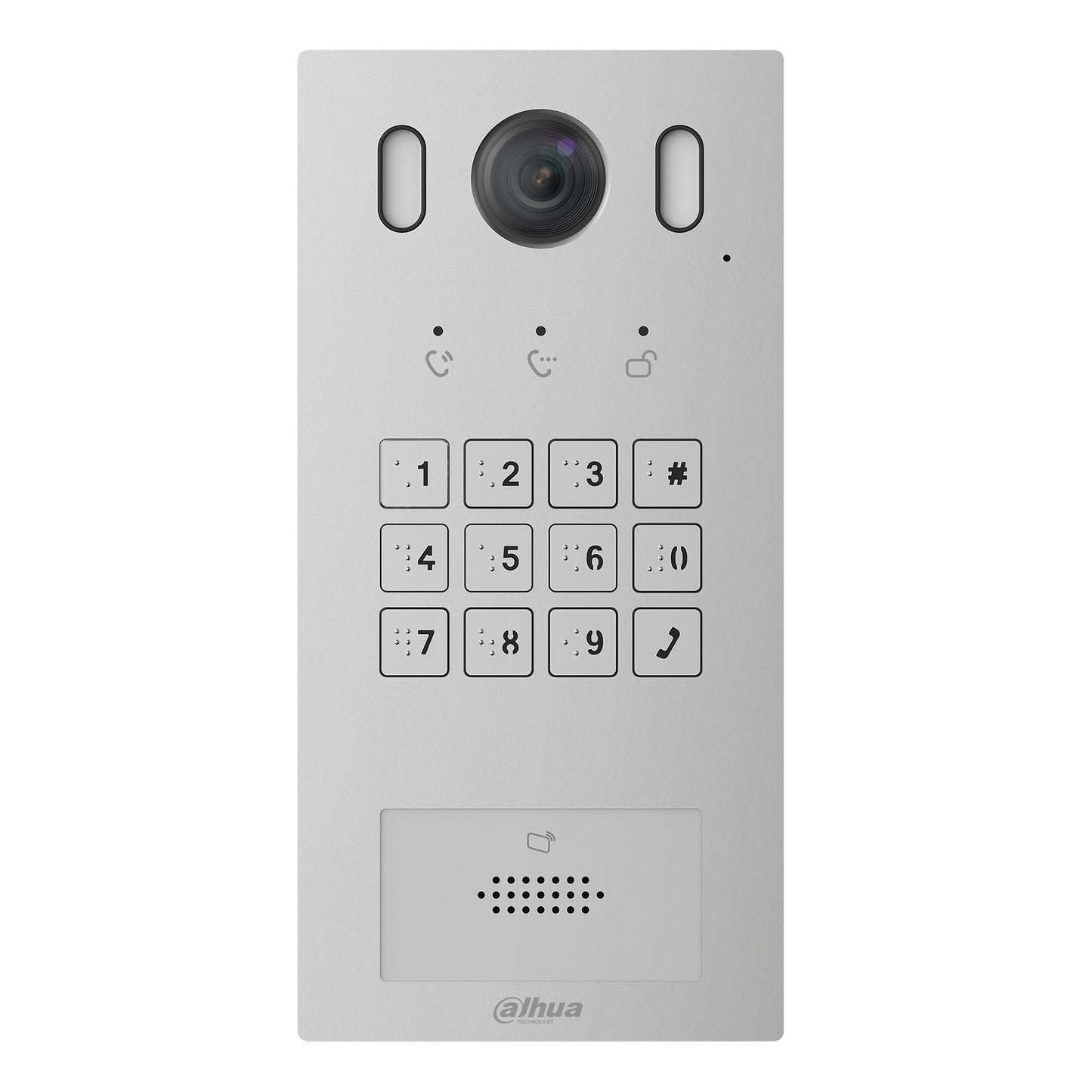 Dahua Video Entrance Panel, 2MP Camera, Digital Keypad, Mifare Reader, White Light, IP65, IK08 Aluminium Panel, Surface or Flush Mounting, 12Vdc, PoE