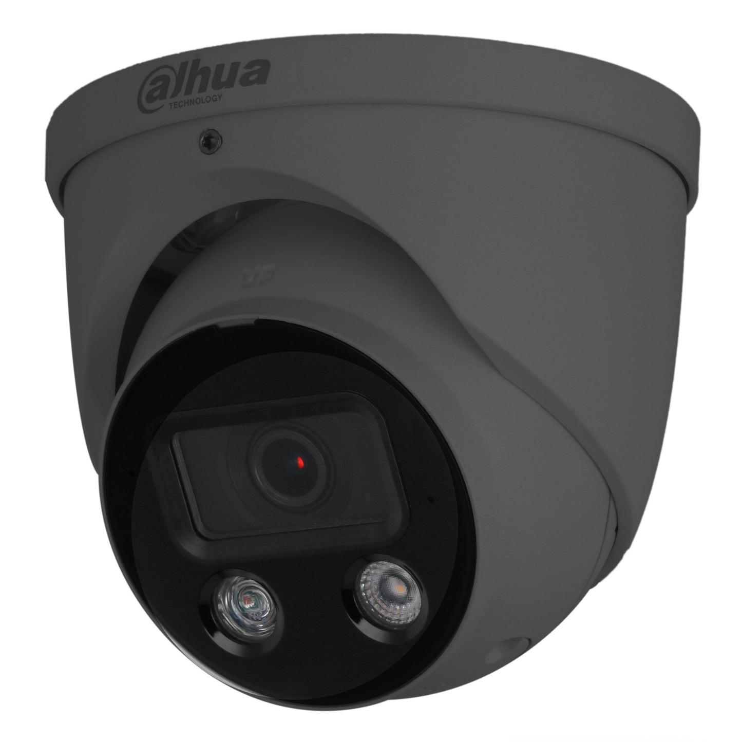 Dahua WizSense 8MP/4K TiOC 2.0 H.265+ 'Active-Deterrent' Turret, SMD Plus, Starlight, WDR, Smart Dual Light (IR/White Light), Red and Blue Flashing Alarm LEDs, Integrated Speaker, Alarm In/Out, Audio In/Out, Mic, SD Card, 2.8mm lens, PoE, 12Vdc, Grey