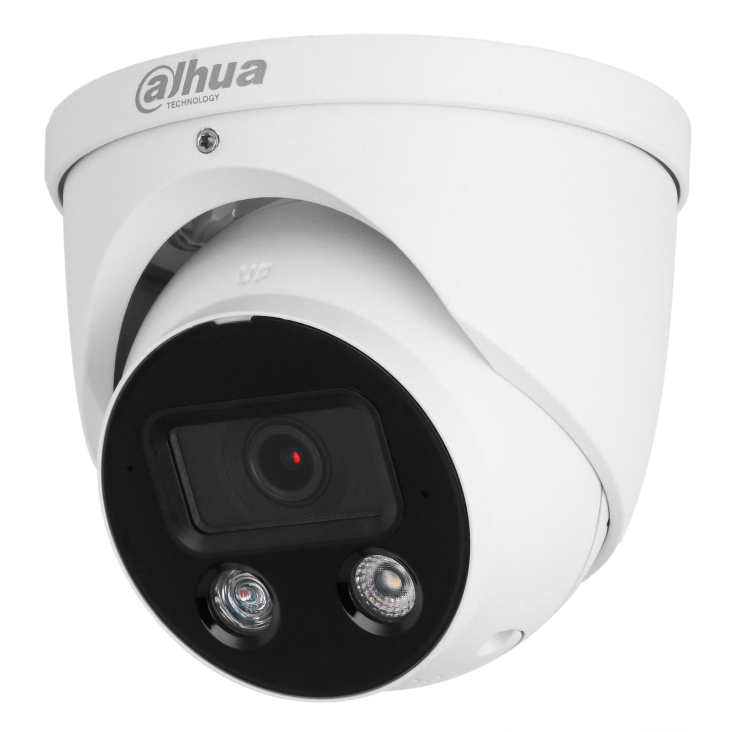 Dahua WizSense 8MP/4K TiOC 2.0 H.265+ 'Active-Deterrent' Turret, SMD Plus, Starlight, WDR, Smart Dual Illuminator (IR/White Light), Red and Blue Flashing Alarm LEDs, Integrated Speaker, Alarm In/Out, Audio In/Out, Mic, SD Card, 2.8mm lens, PoE, 12Vdc