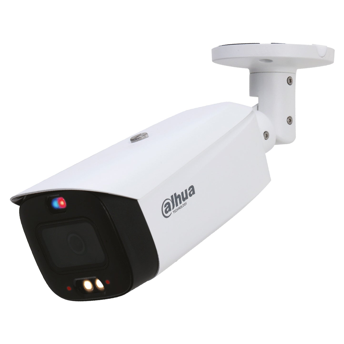 Dahua WizSense 8MP/4K TiOC 2.0 H.265+ 'Active-Deterrent' Bullet Camera, SMD Plus, Starlight, WDR, Smart Dual Illuminator (IR/White Light), Red & Blue LEDs, Integrated Speaker, Alarm In/Out, Audio In/Out, Mic, SD Card, 2.8mm lens, PoE, 12Vdc