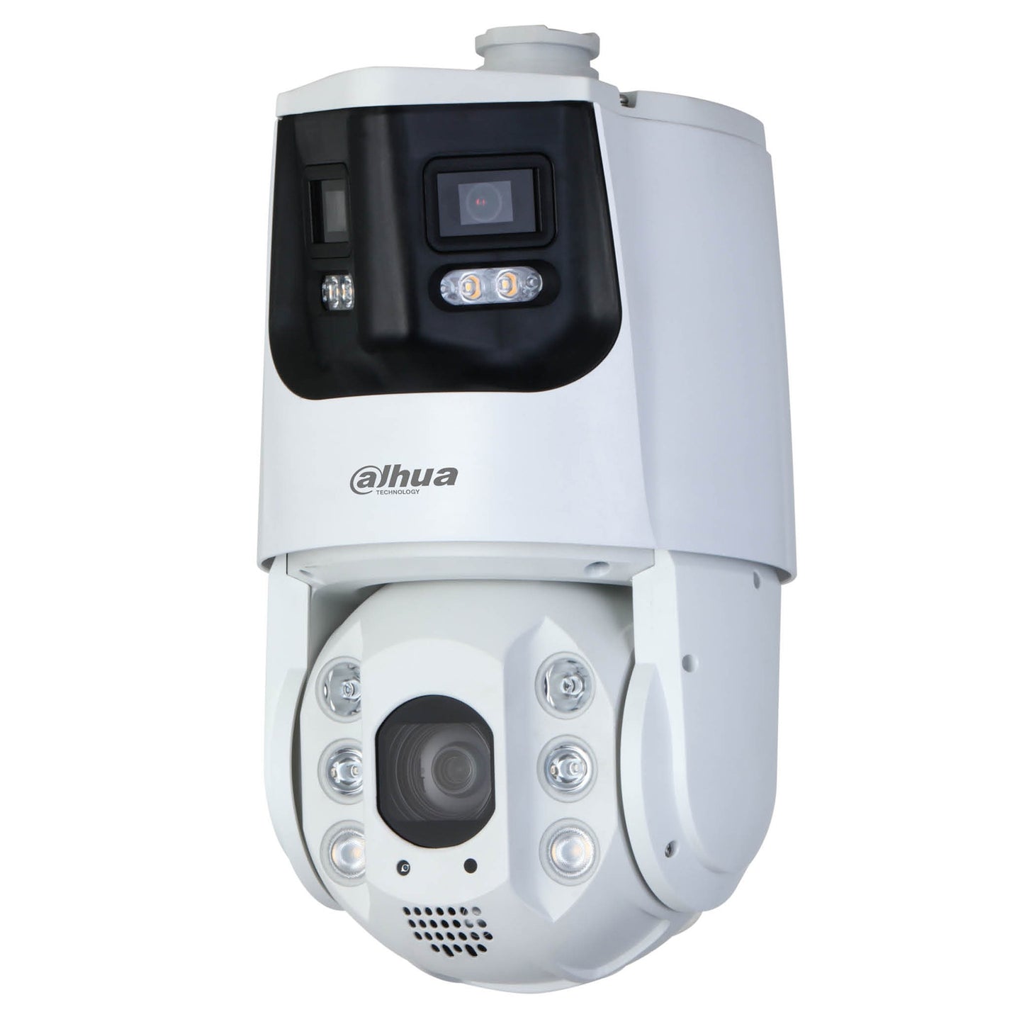 Dahua WizSense X-Spans H.265+ AI 4MP Starlight 25X PTZ 180 Deg Spliced Panoramic, SMD Plus, Smart Dual Lights (IR/White Light), 200m IR, Integrated Speaker, Perimeter, Auto Tracking, 2xAlarm Input/1xOutput, IP66, 36Vdc (c/w PSU and PFB303W wall bracket)