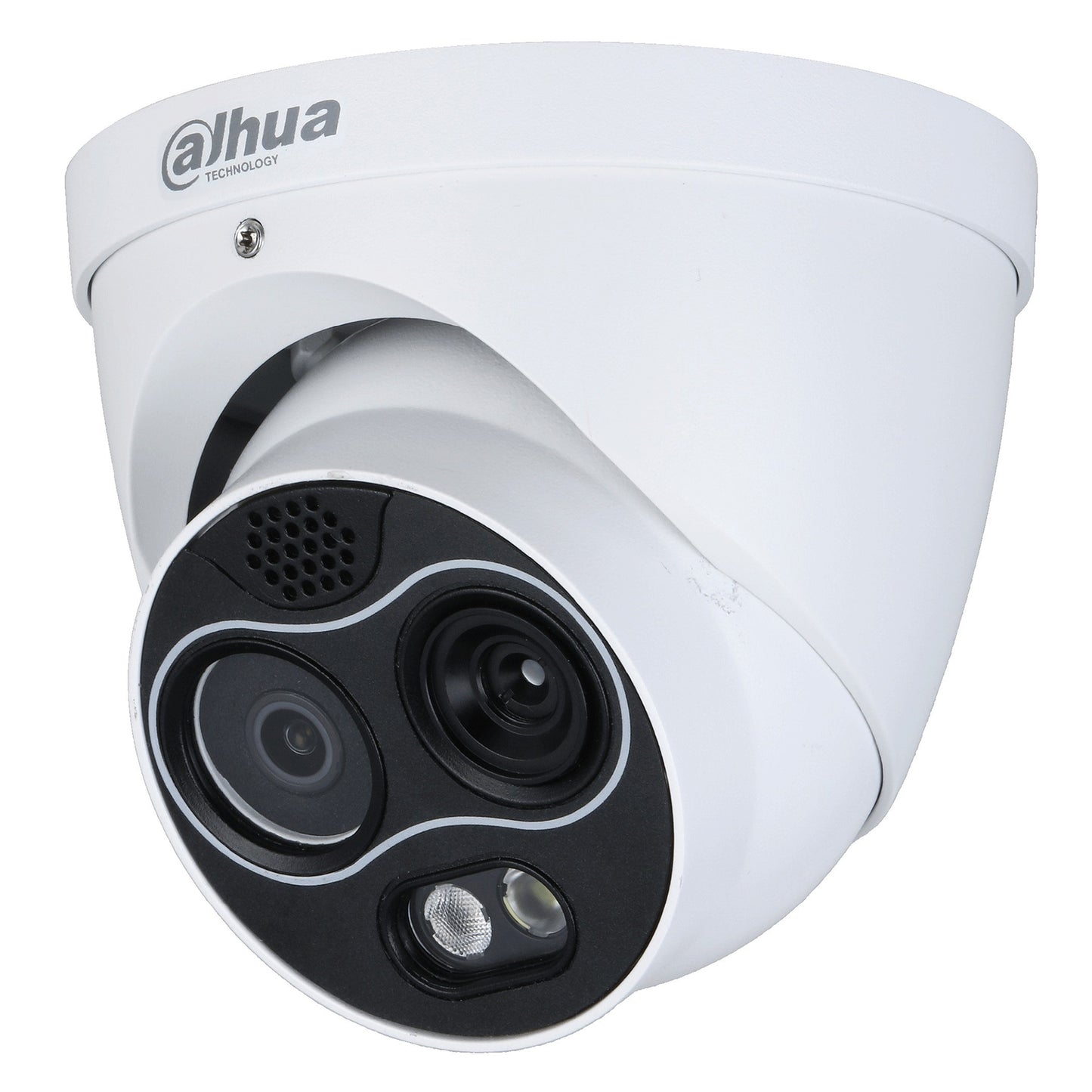 Dahua WizSense Thermal Turret, 256x192 Sensor (7mm Lens), 4MP Visible Resolution (8mm Lens), IVS, Temp Measure, Heat Detection/Alarm, Image Fusion, Smoking & Call Detect, Audio/Alarm In/Out, Micro SD Card, Smart Linkage, IP67, 12Vdc/PoE