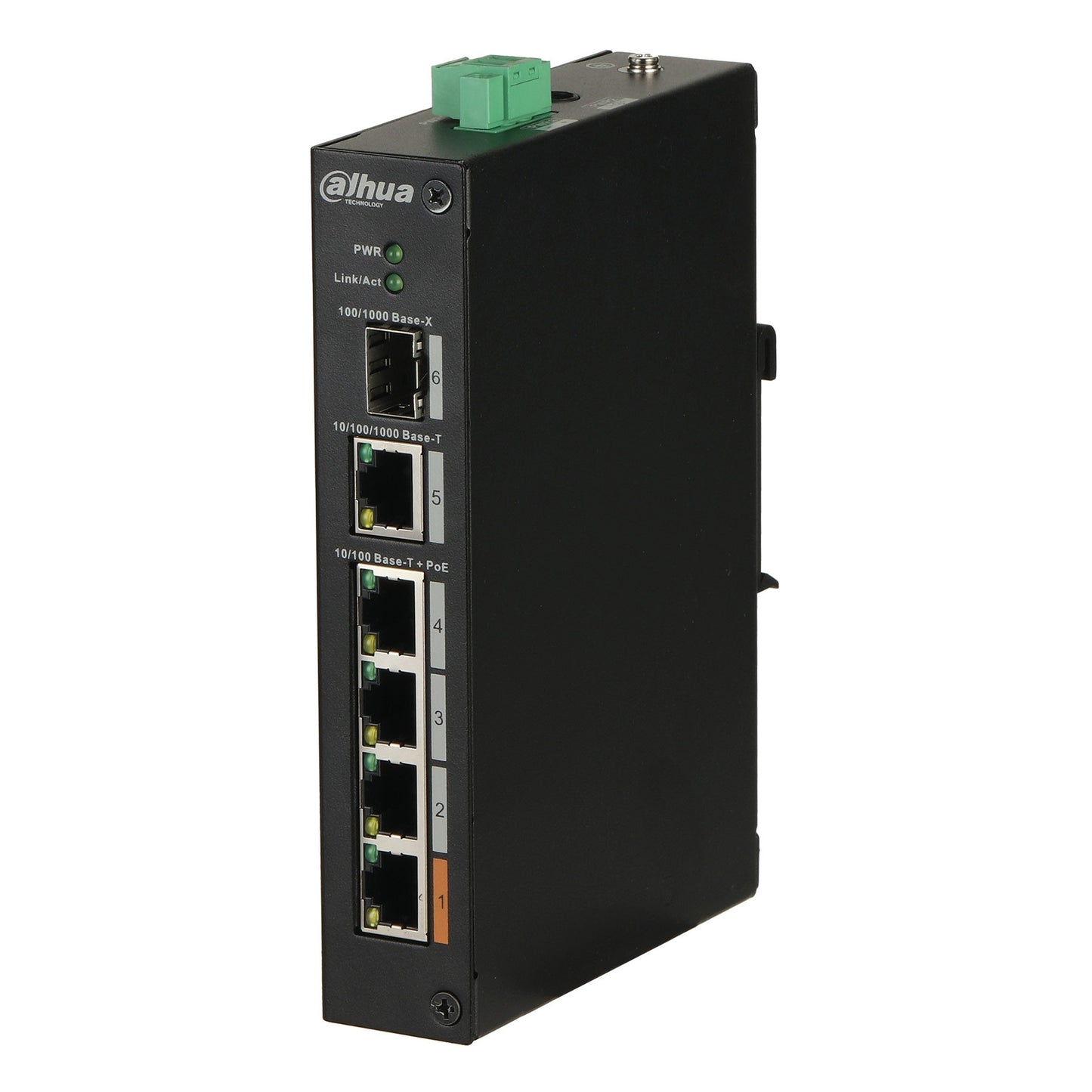 Dahua Layer Two Hardened 4 Port PoE+ Switch (1 x High PoE), Max 60W, 1 x Gigabit Port, 1 x SFP Port, PoE Watchdog, 53Vdc PSU