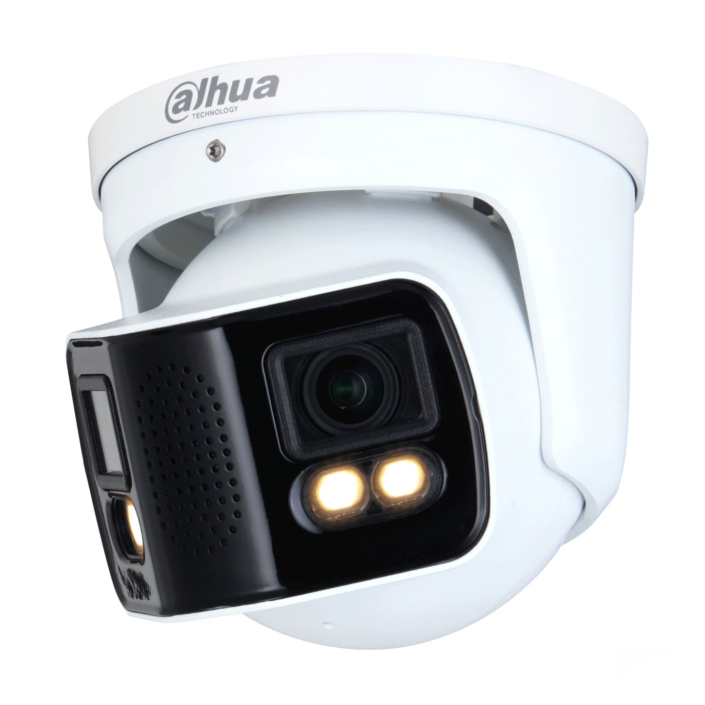 Dahua WizMind H.265+ 2x4MP Full Colour Dual Splicing 180 Degree Turret Camera, 40m Warm Light, AI Functions, Mic, Alarm Input/Ouput, Audio In/Out, IP67, ePoE, 12Vdc/24Vac